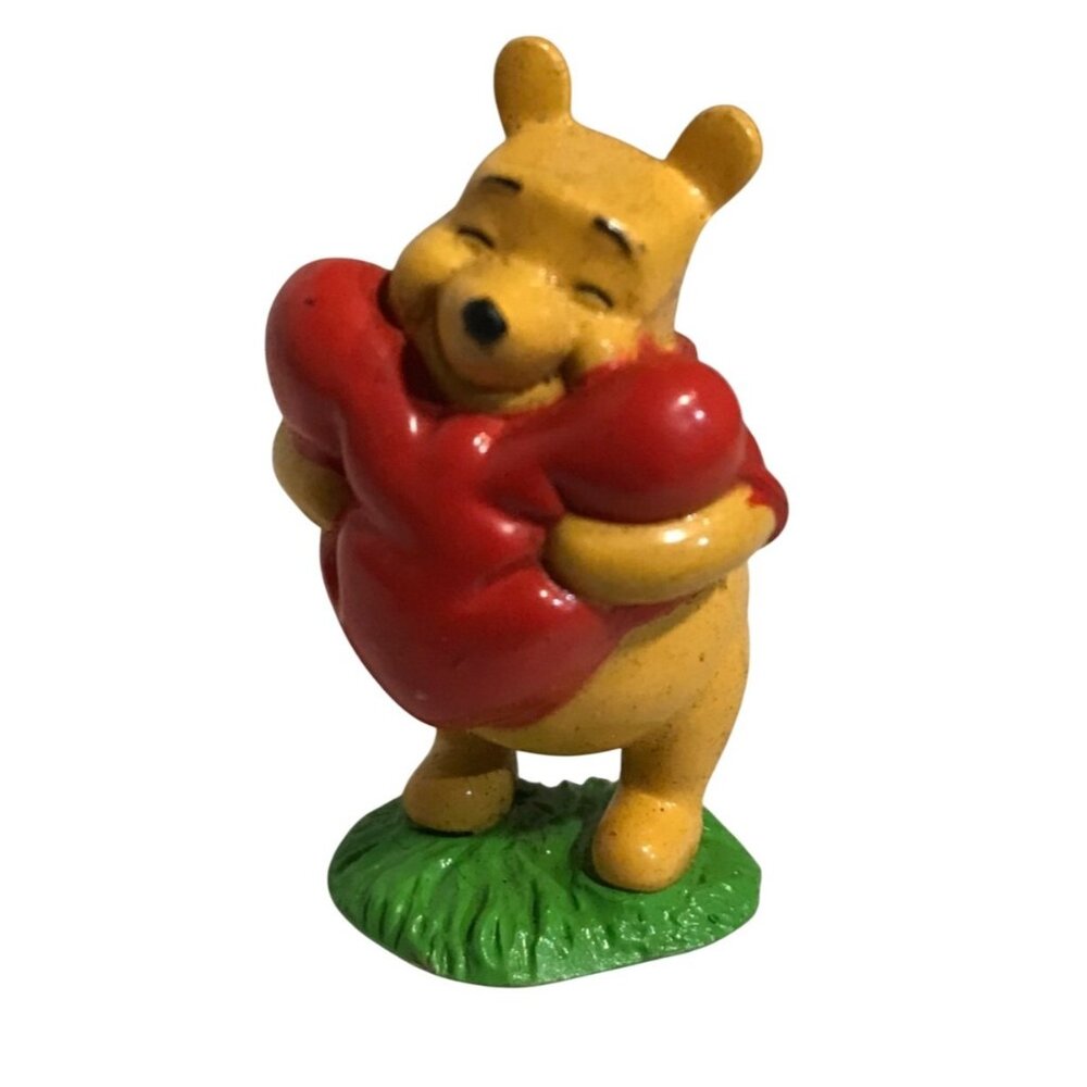 Disney Winnie The Pooh Miniature Figurine Holding Heart 1.5" Tall